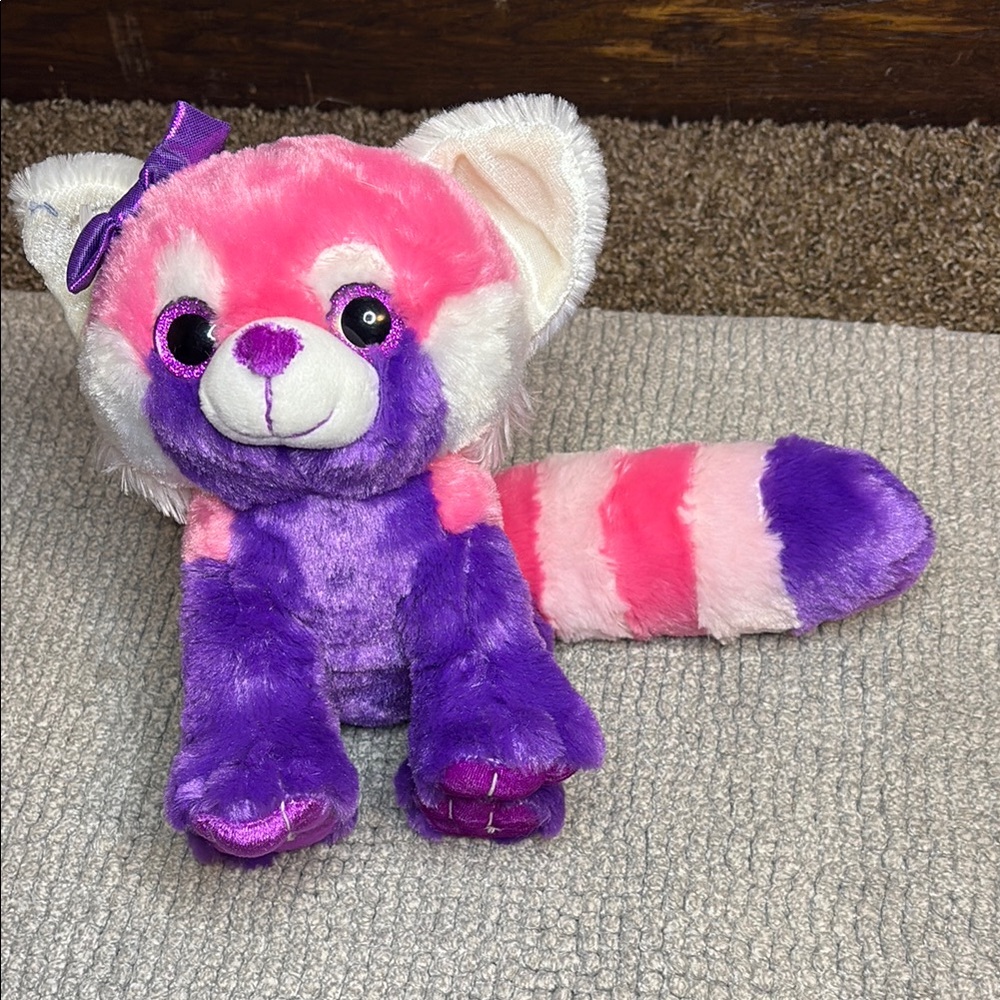 Charming Pink and Purple Plush Raccoon